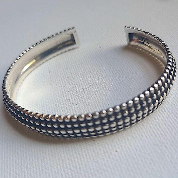 STERLING SILVER GEOMETRIC PUNK BANGLE BRACELET - Picture 12 of 13